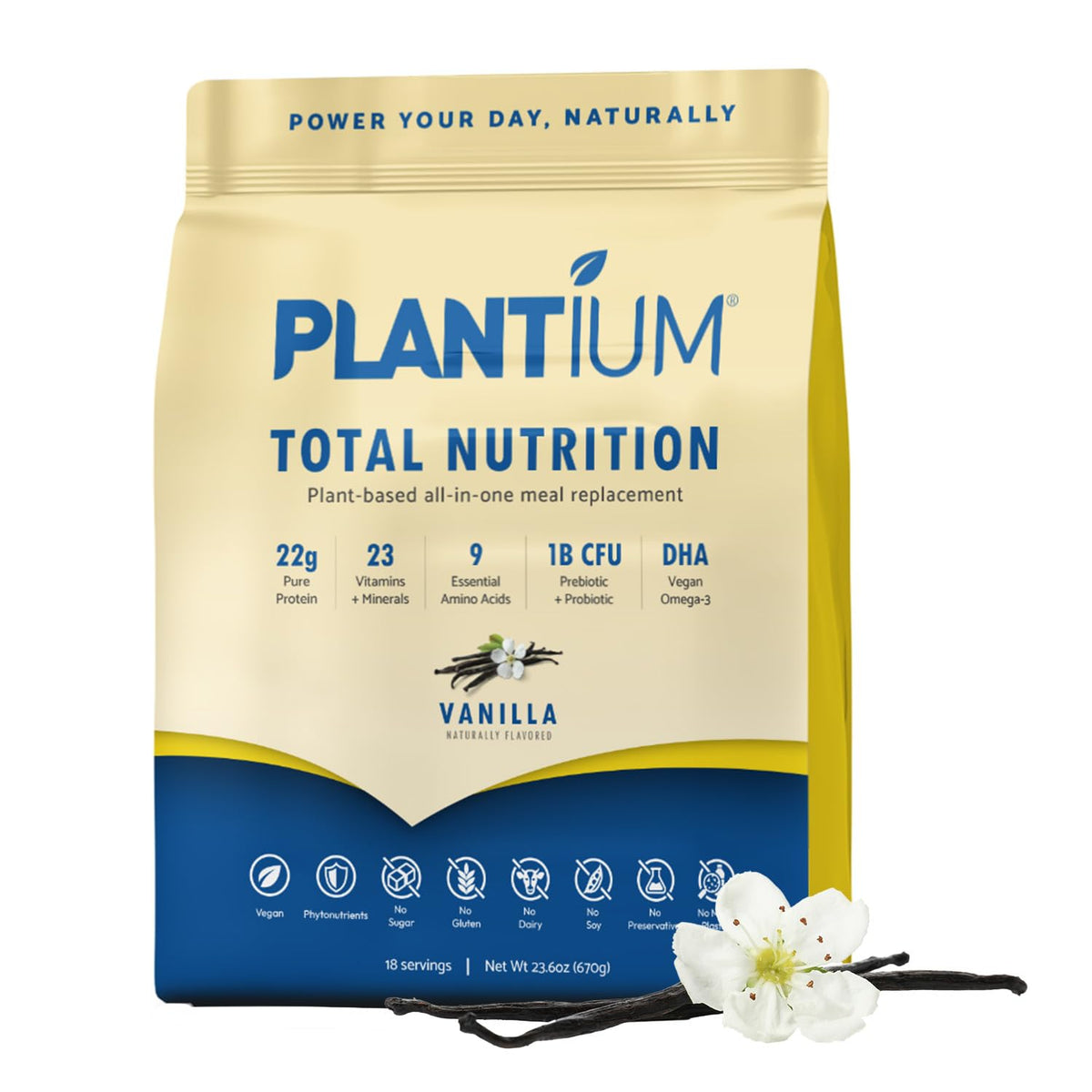 Plantium Total Nutrition Meal Replacement Protein Powder, Vanilla