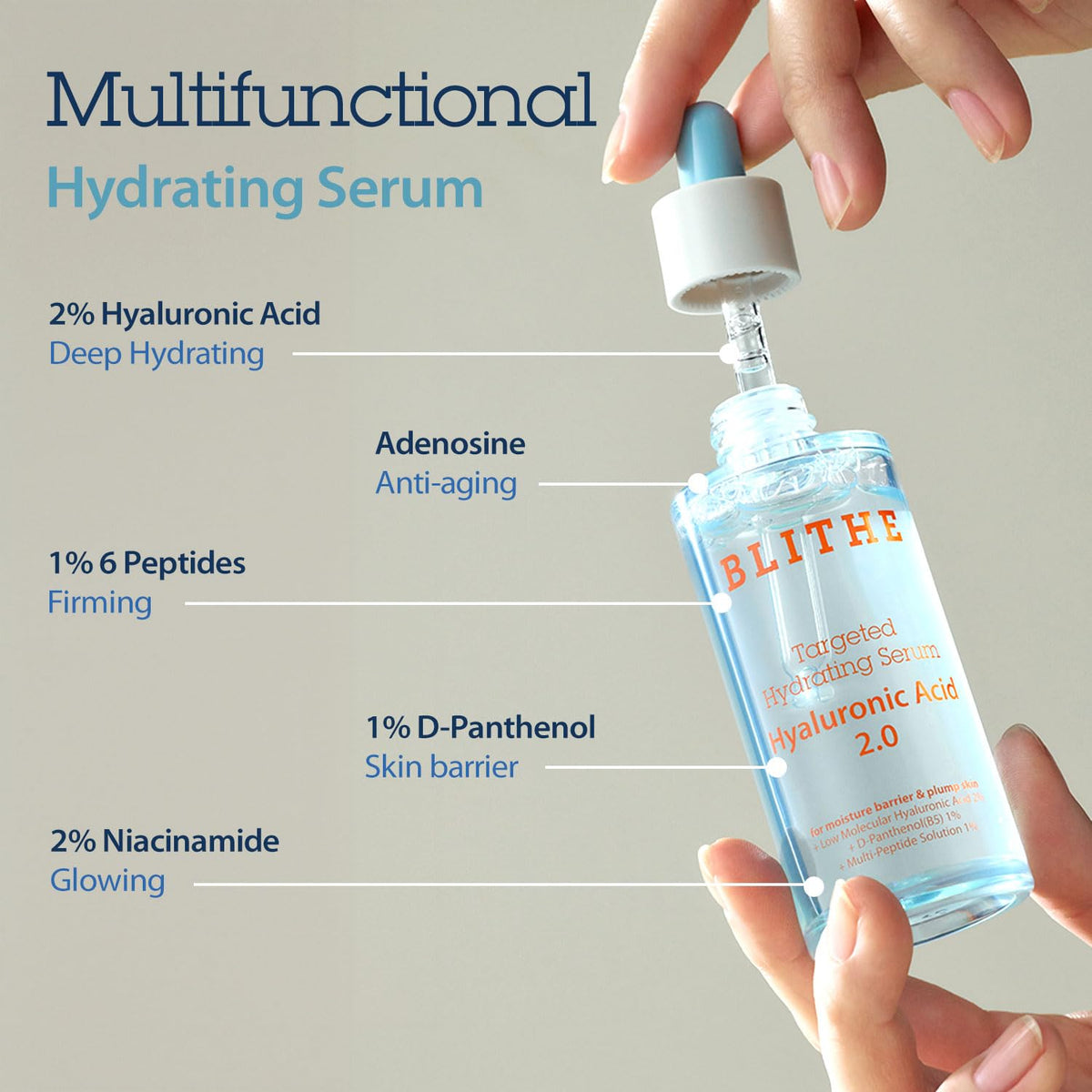 BLITHE Pressed Serum Tundra Chaga 0.91 Fl Oz + Targeted Hydrating Serum Hyaluronic Acid 2.0