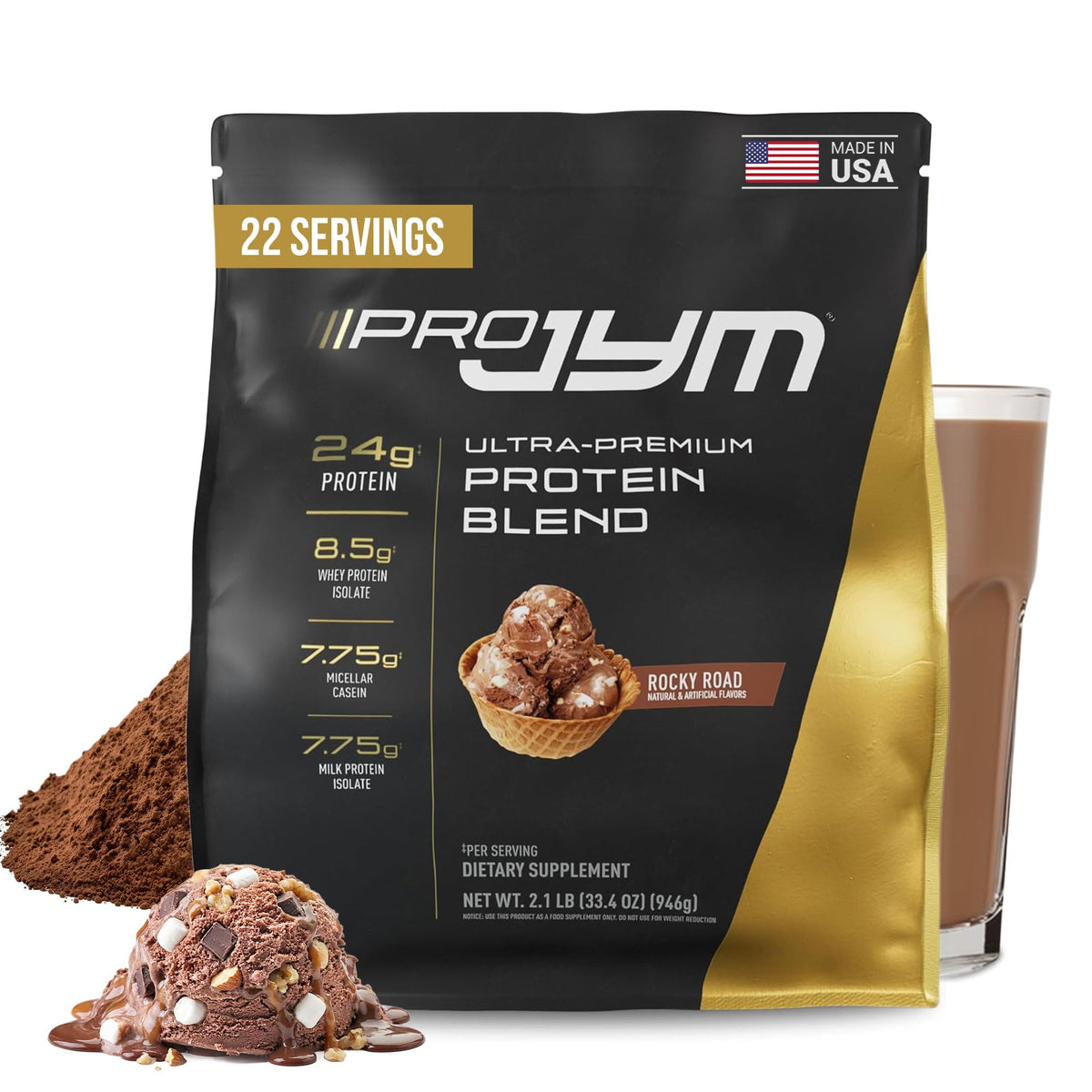 Pro JYM Chocolate Peanut Butter Protein Powder - Whey Protein Isolates, Casein, & Milk Protein, Lean Muscle Building for Men & Women, JYM Supplement Science, 45 Servings
