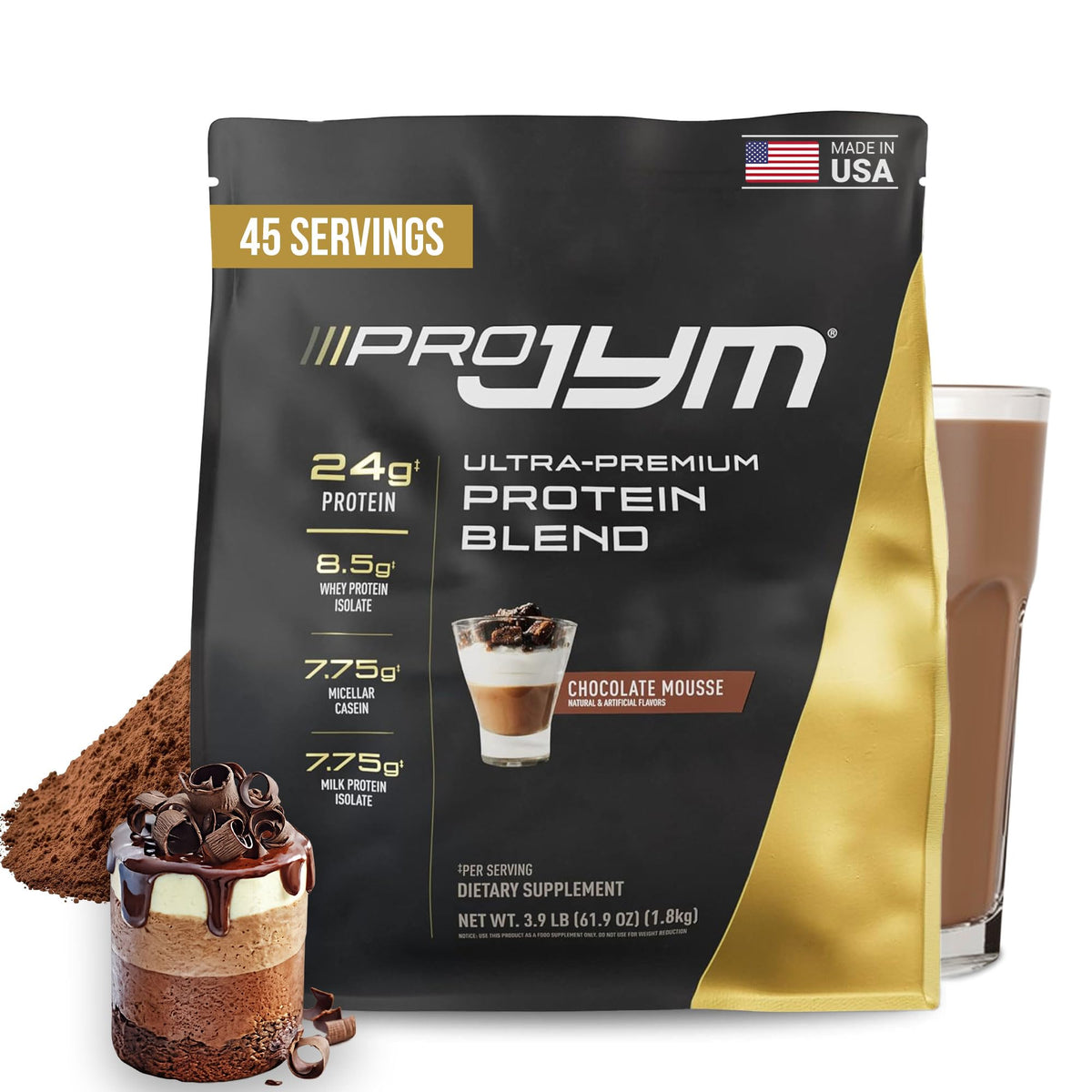 Pro JYM Chocolate Peanut Butter Protein Powder - Whey Protein Isolates, Casein, & Milk Protein, Lean Muscle Building for Men & Women, JYM Supplement Science, 45 Servings
