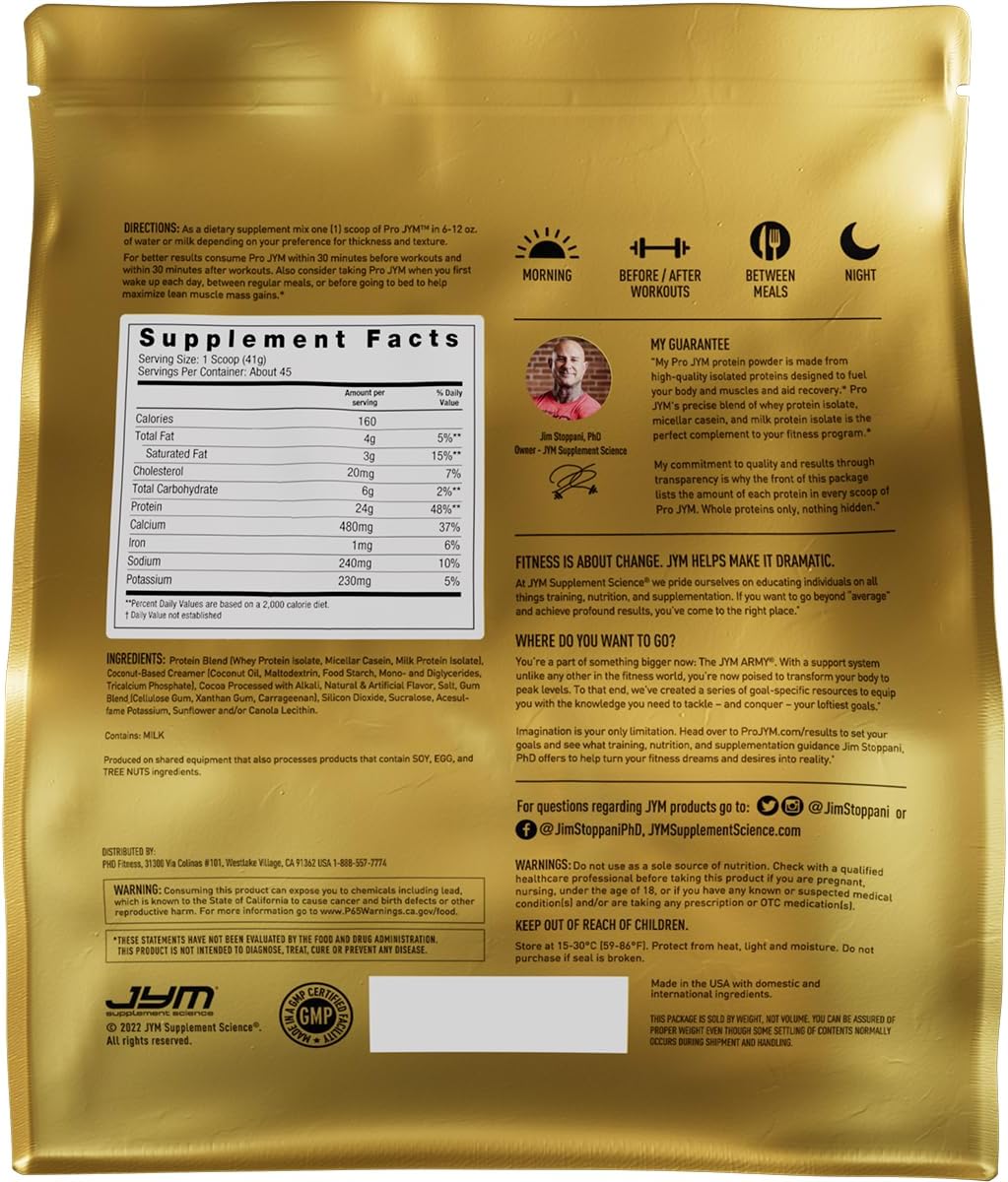 Pro JYM Chocolate Peanut Butter Protein Powder - Whey Protein Isolates, Casein, & Milk Protein, Lean Muscle Building for Men & Women, JYM Supplement Science, 45 Servings