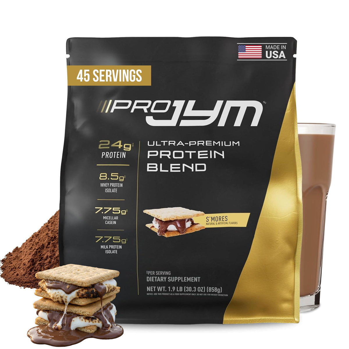 Pro JYM Chocolate Peanut Butter Protein Powder - Whey Protein Isolates, Casein, & Milk Protein, Lean Muscle Building for Men & Women, JYM Supplement Science, 45 Servings