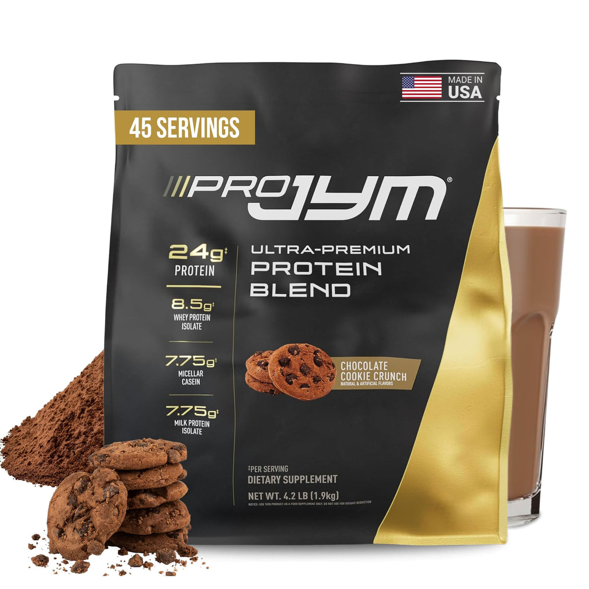 Pro JYM Chocolate Peanut Butter Protein Powder - Whey Protein Isolates, Casein, & Milk Protein, Lean Muscle Building for Men & Women, JYM Supplement Science, 45 Servings