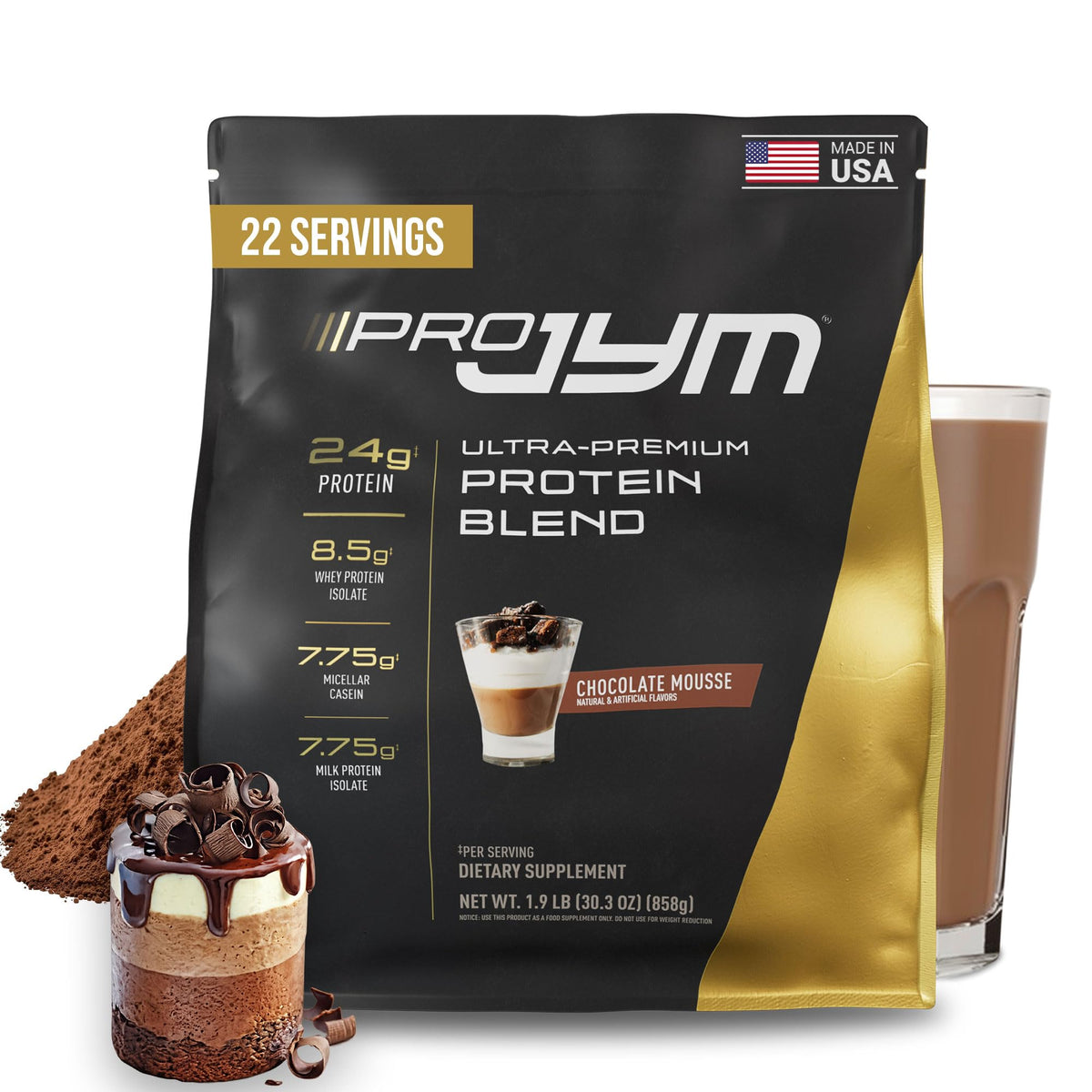Pro JYM Chocolate Peanut Butter Protein Powder - Whey Protein Isolates, Casein, & Milk Protein, Lean Muscle Building for Men & Women, JYM Supplement Science, 45 Servings
