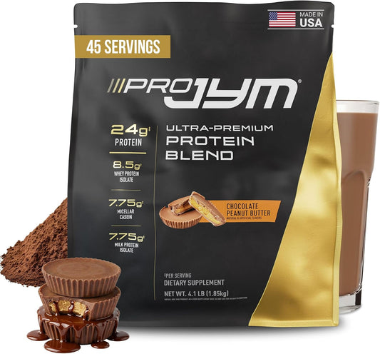 Pro JYM Chocolate Peanut Butter Protein Powder - Whey Protein Isolates, Casein, & Milk Protein, Lean Muscle Building for Men & Women, JYM Supplement Science, 45 Servings