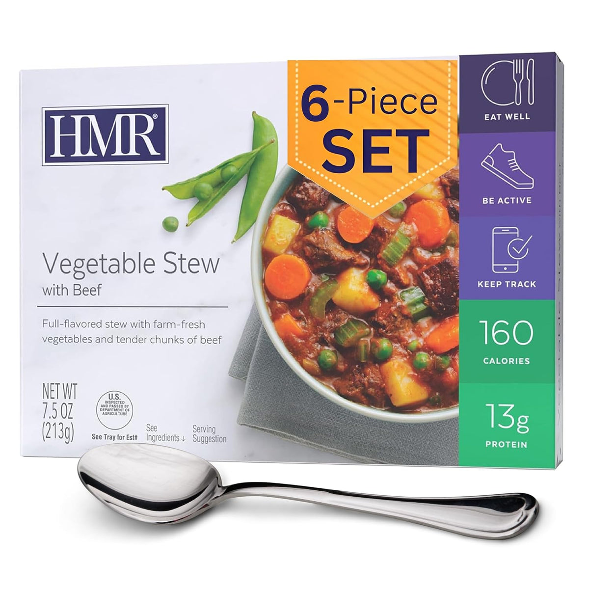 HMR Vegetable Stew with Beef Meals, Ready to Eat, 6 Pack