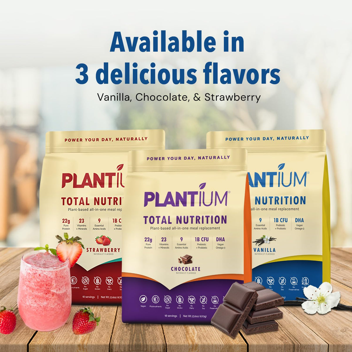 Plantium Total Nutrition Meal Replacement Protein Powder, Vanilla