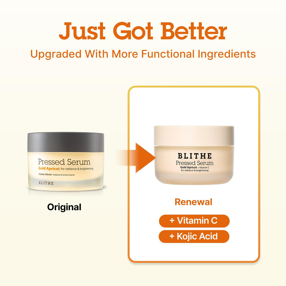 BLITHE Pressed Serum Gold Apricot | Glow Serum for Face | Glass Skin Korean Skincare & Face Moisturizer for Dry Skin, 1.68 fl oz