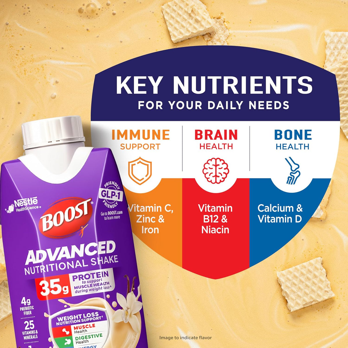 BOOST Advanced Nutritional Protein Shake, Very Vanilla, 12-11 FL OZ Cartons