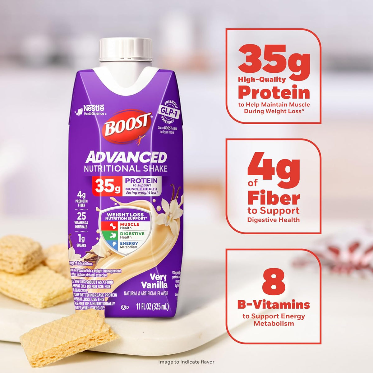 BOOST Advanced Nutritional Protein Shake, Very Vanilla, 12-11 FL OZ Cartons