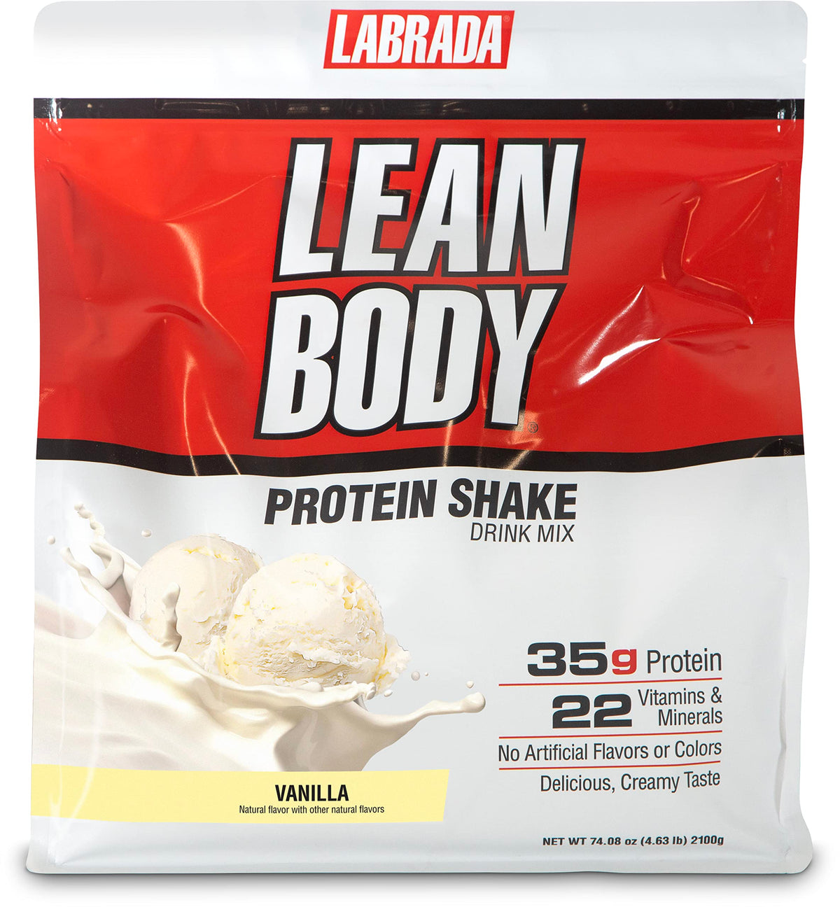 Labrada Nutrition Lean Body Hi-Protein Meal Replacement Shake, Vanilla, 2.47-Pound Tub Packaging May Vary