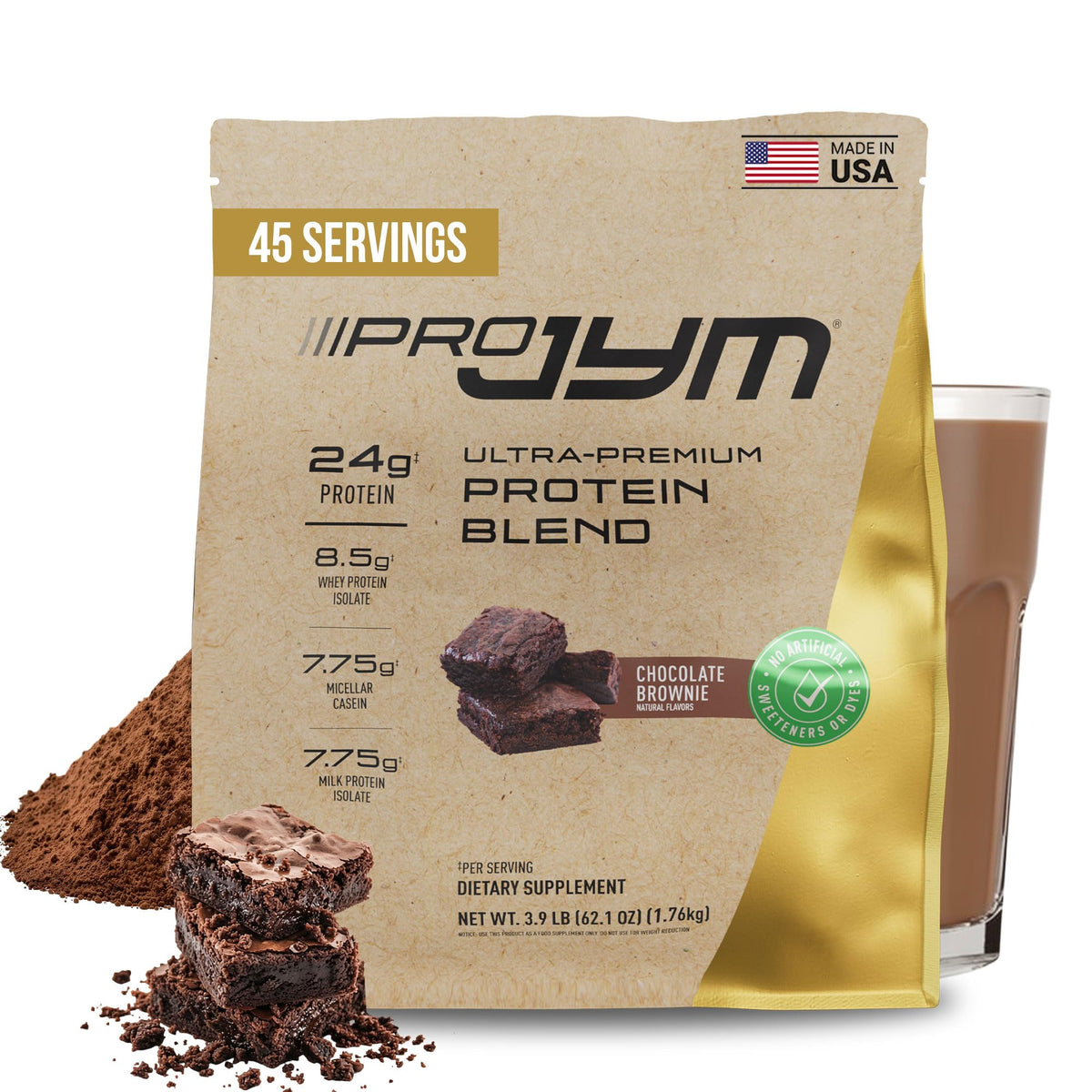 Pro JYM Chocolate Peanut Butter Protein Powder - Whey Protein Isolates, Casein, & Milk Protein, Lean Muscle Building for Men & Women, JYM Supplement Science, 45 Servings
